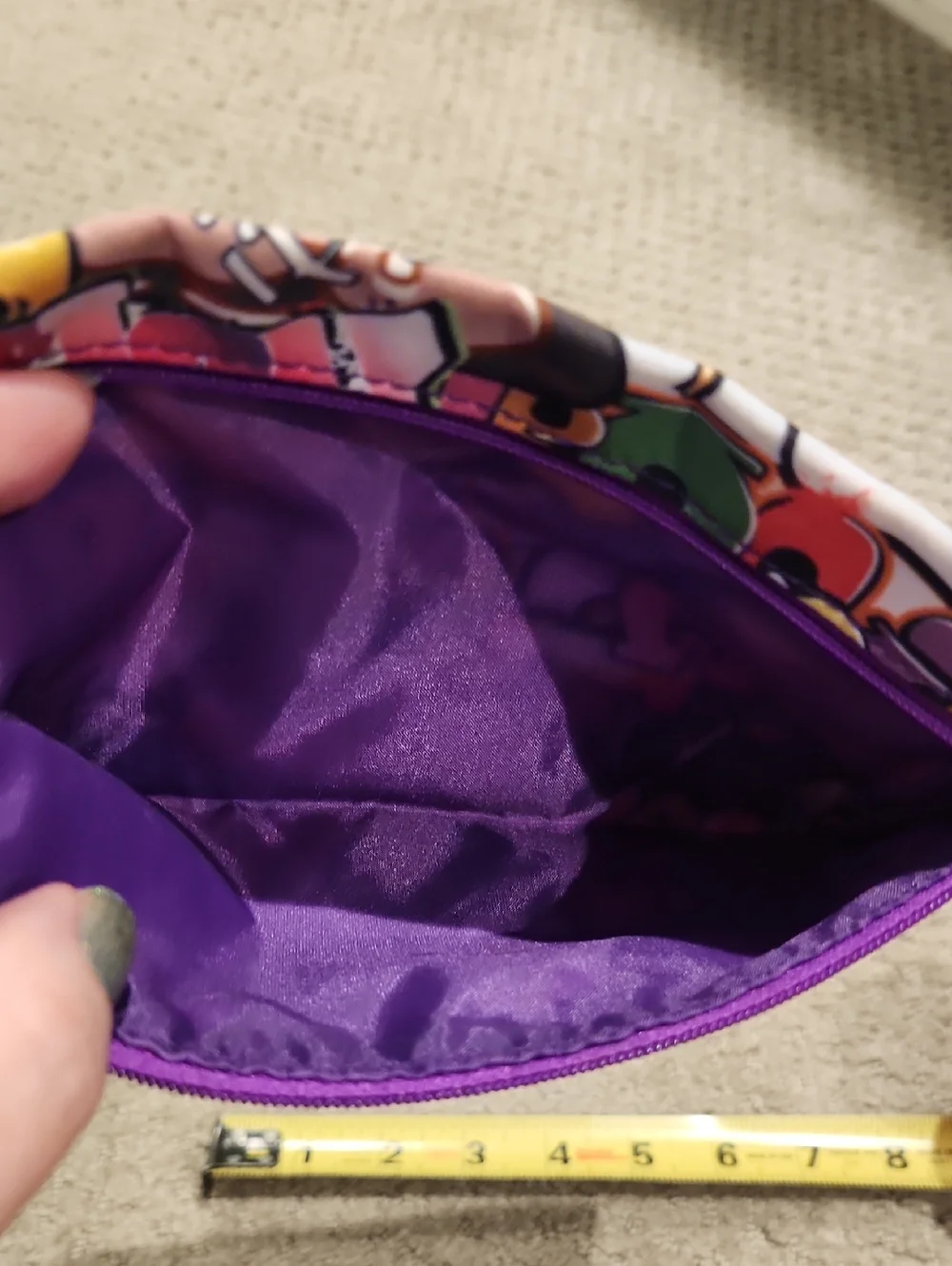 Colorful Graffiti Print Ipsy Zip Pouch with Purple Trim